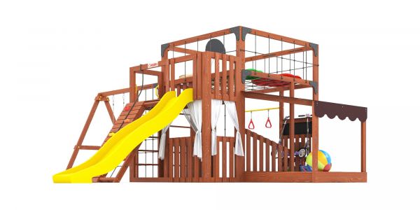 Детская игровая площадка Савушка КУБ-5 (Махагон) с подушками